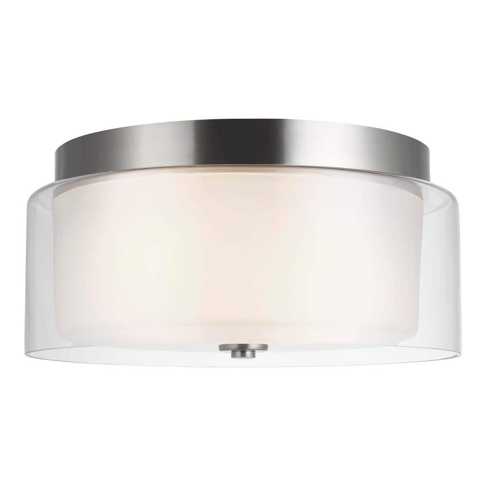 Elmwood Park 14 in. 2-Light Brushed Nickel Flush Mount - Hercitys