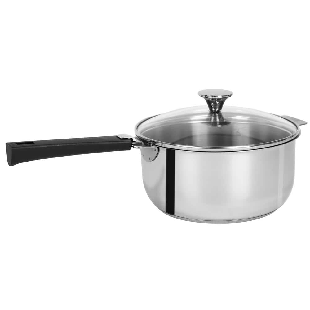 Tulipe 1 qt. Stainless Steel Sauce Pan with Glass Lid - Hercitys