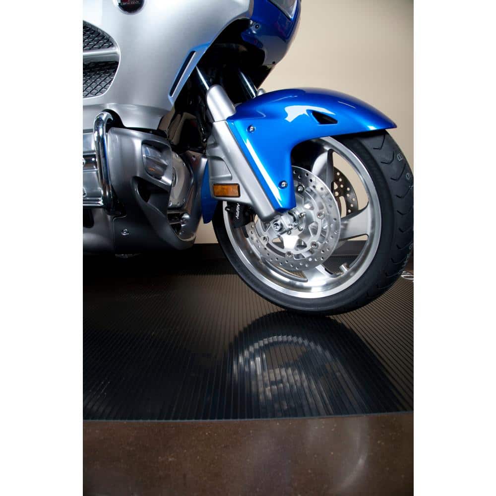 Rib 5 ft. x 10 ft. Midnight Black Vinyl Garage Flooring Cover and Protector - Hercitys