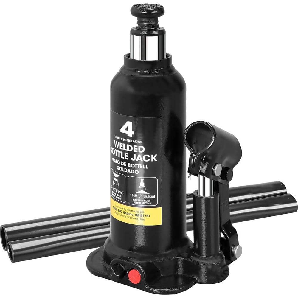 Welded Hydraulic Car Bottle Jack for Auto Repair and House Lift, Black, 4 Ton (8,000 lbs.) - Hercitys