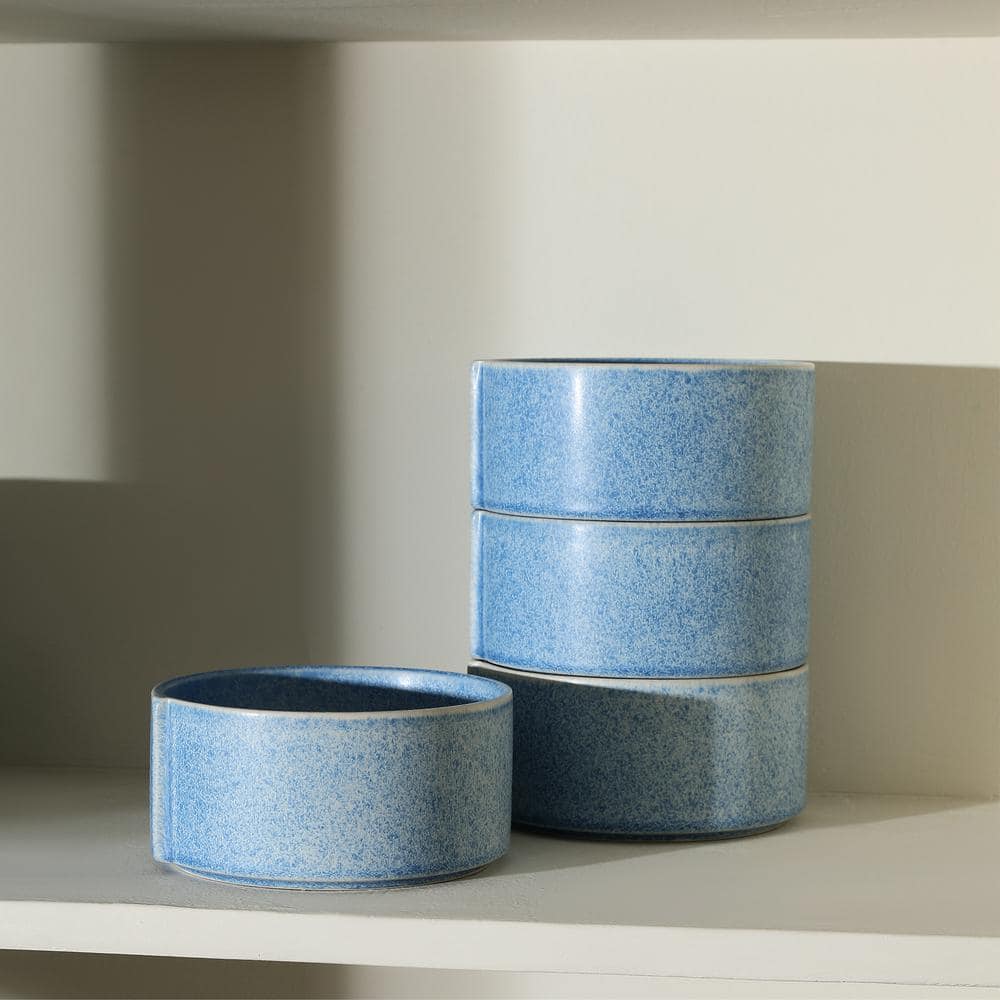 Bao 25.5 fl. oz. Blue Stoneware Cereal Bowls (Set of 4) - Hercitys