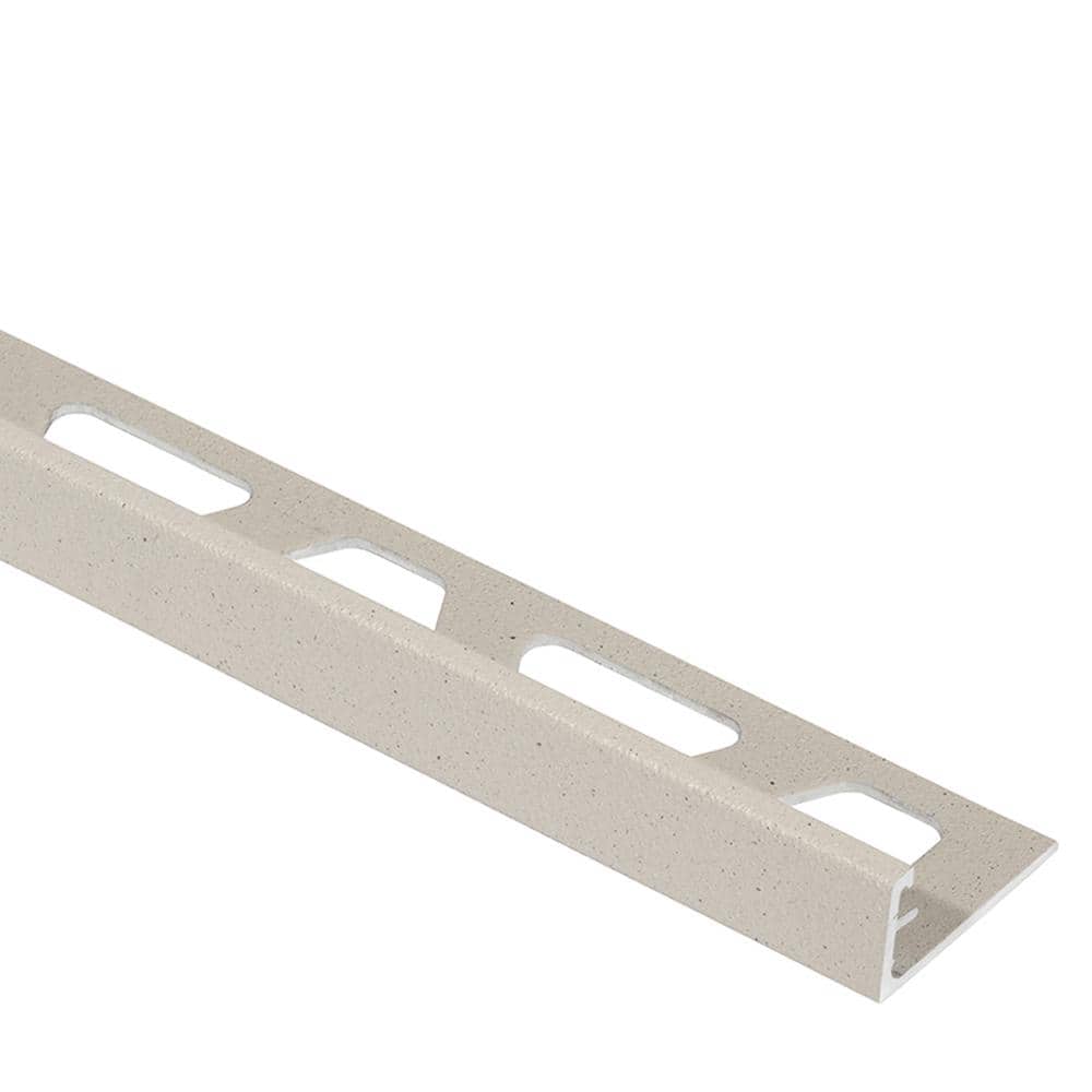Schiene Ivory Textured Color-Coated Aluminum 3/8 in. x 8 ft. 2-1/2 in. Metal Tile Edging Trim - Hercitys
