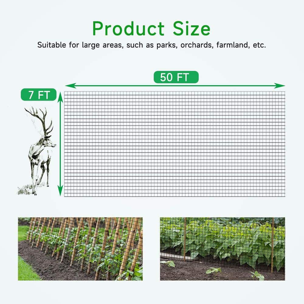 Outdoor Garden Netting, 7 ft. x 50 ft. Deer Fence for Plants, Trees, and Vegetables Protection - Hercitys
