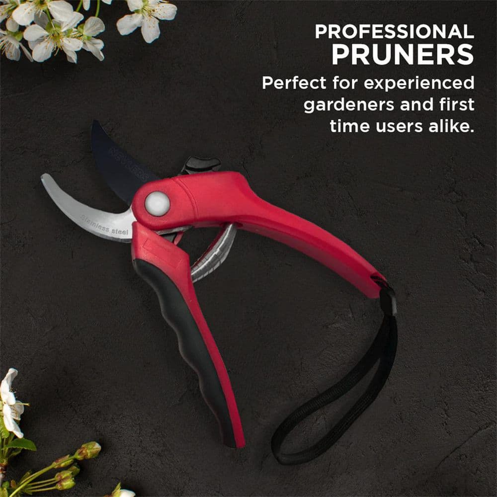 Red 8 in. Professional Heavy-Duty Bypass Pruning Shears Hand Pruner for Gardening - Hercitys