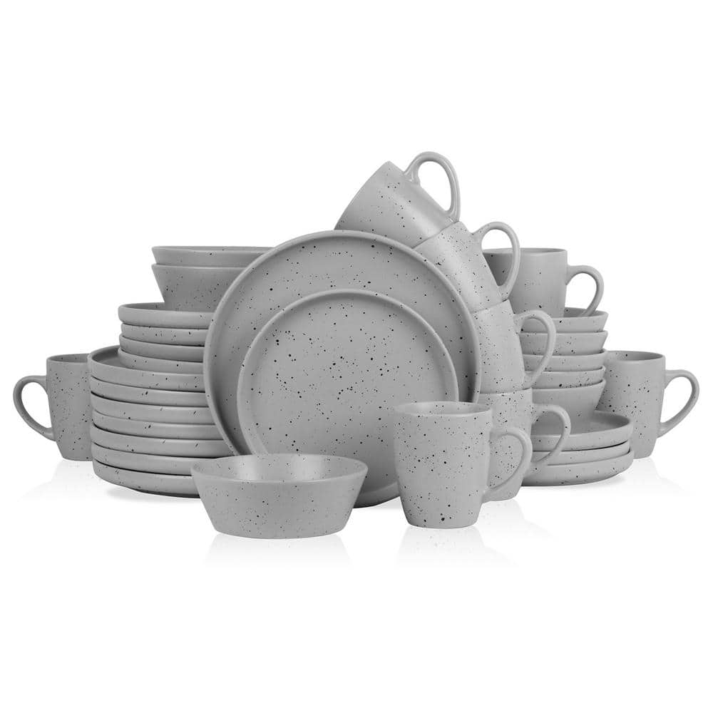 Jade 32-Piece Light Gray Stoneware Dinnerware Set (Service for 8) - Hercitys