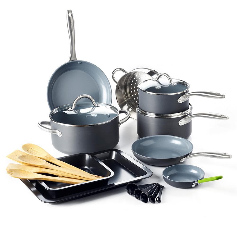 Lima Aluminum Hard Anodized Healthy Ceramic Nonstick 18-Piece Cookware Set - Hercitys