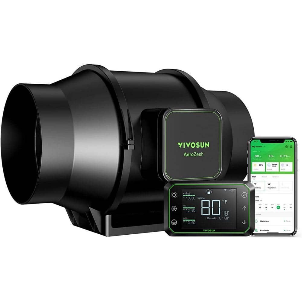 AeroZesh 6 in. 405 CFM Inline Duct Fan with EC Motor and E42 WiFi-Controller for Grow Tents - Hercitys