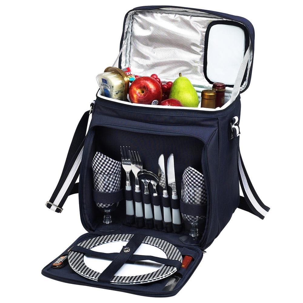 Picnic Basket and Cooler Equipped for 2 in Navy - Hercitys