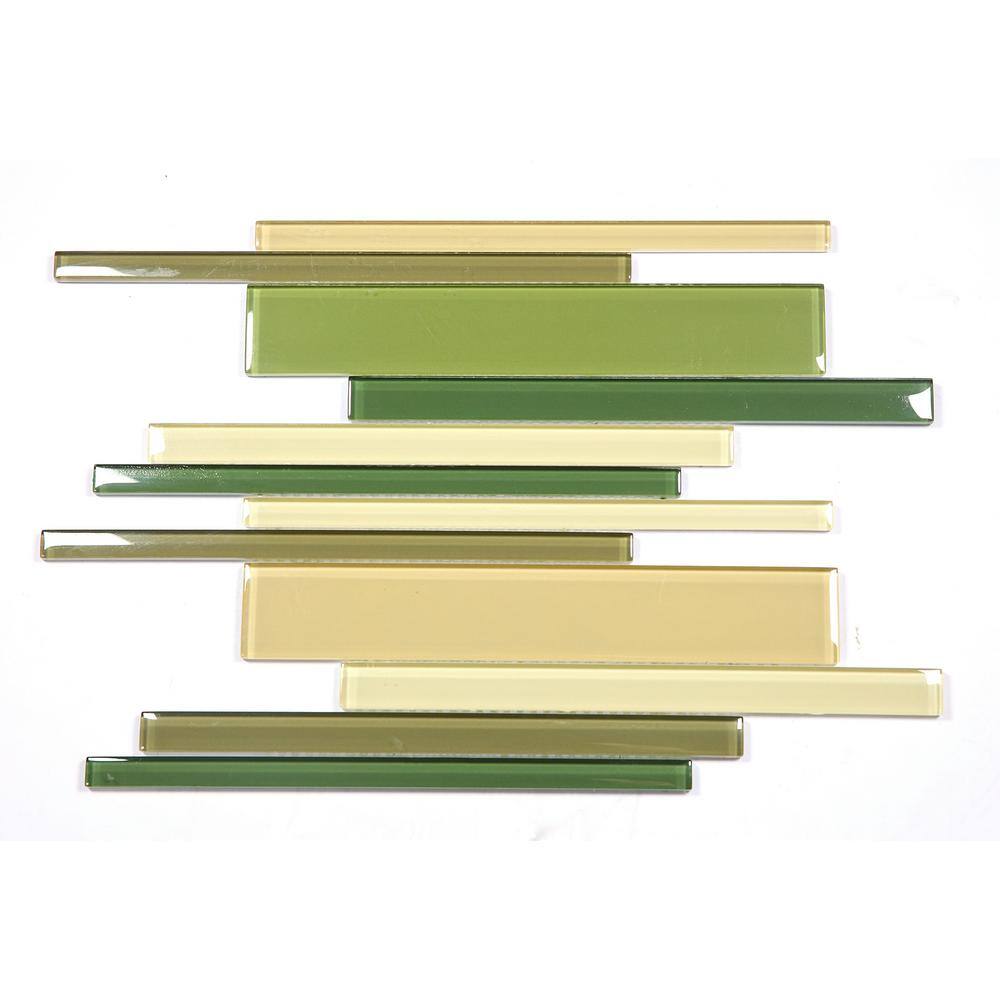 Modern Yellow Green 12 in. X 12 in. Mixed Glass Mosaic Wall Tile (8 Sq. Ft./Case) - Hercitys
