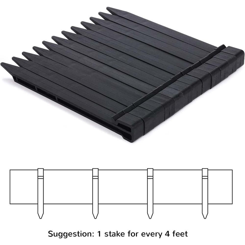 Black Plastic Garden Landscape Edging Flexible and Strengthened with Anti-UV Treatment （5 in. W x 5 in. H) - Hercitys