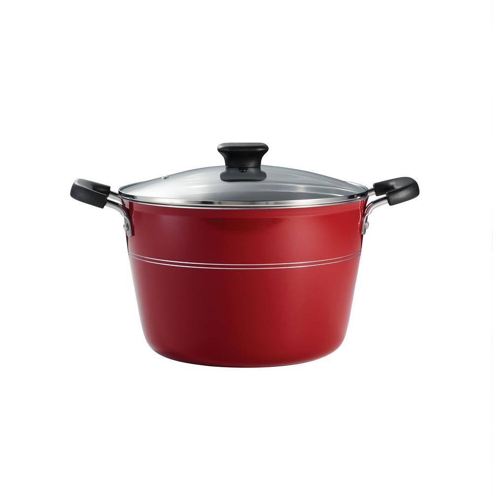 Sicilia 8 qt. Aluminum Nonstick Covered Stock Pot in Raspberry - Hercitys