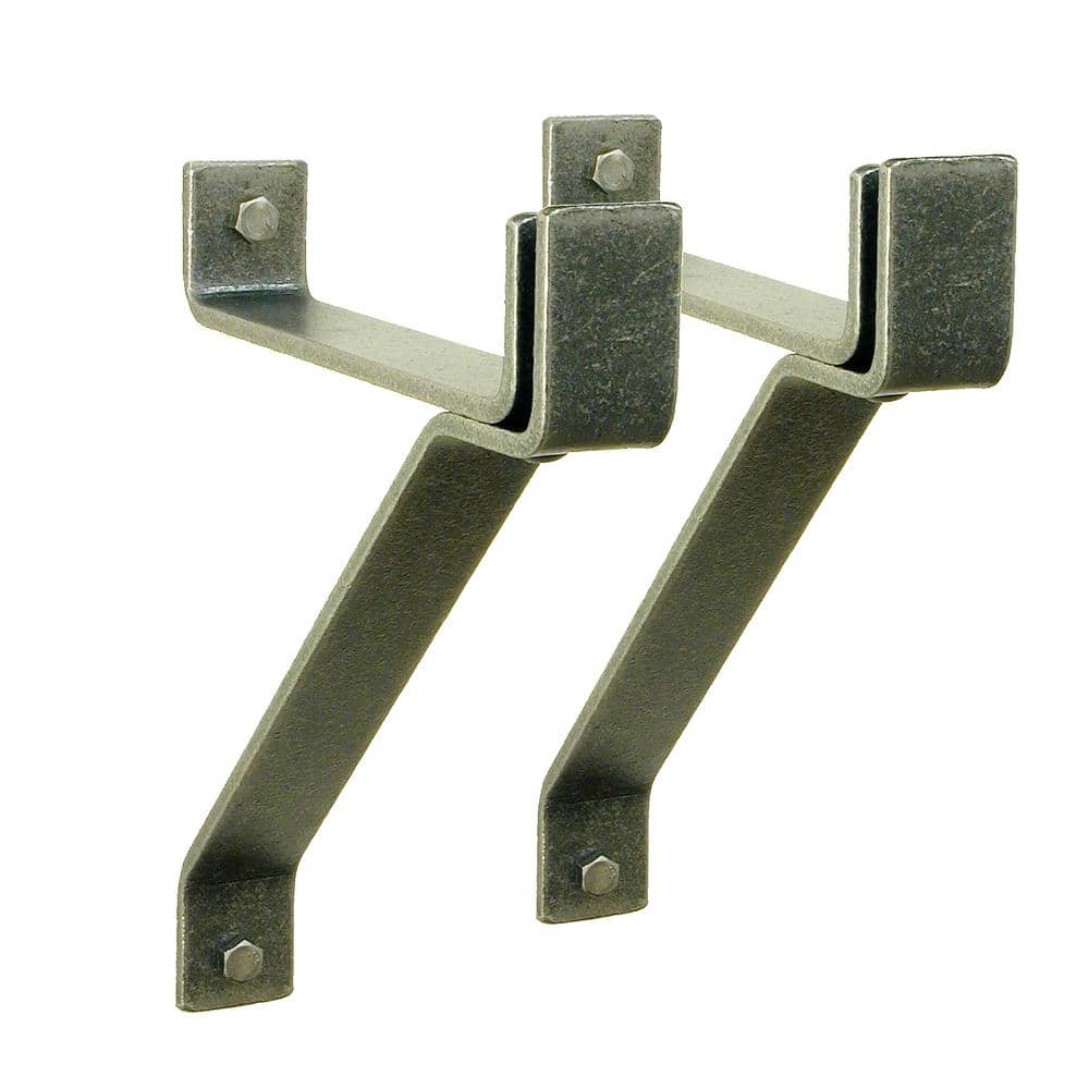 Handcrafted 12 in. Wall Brackets For Roll End Bar Hammered Steel (Set of 2) - Hercitys