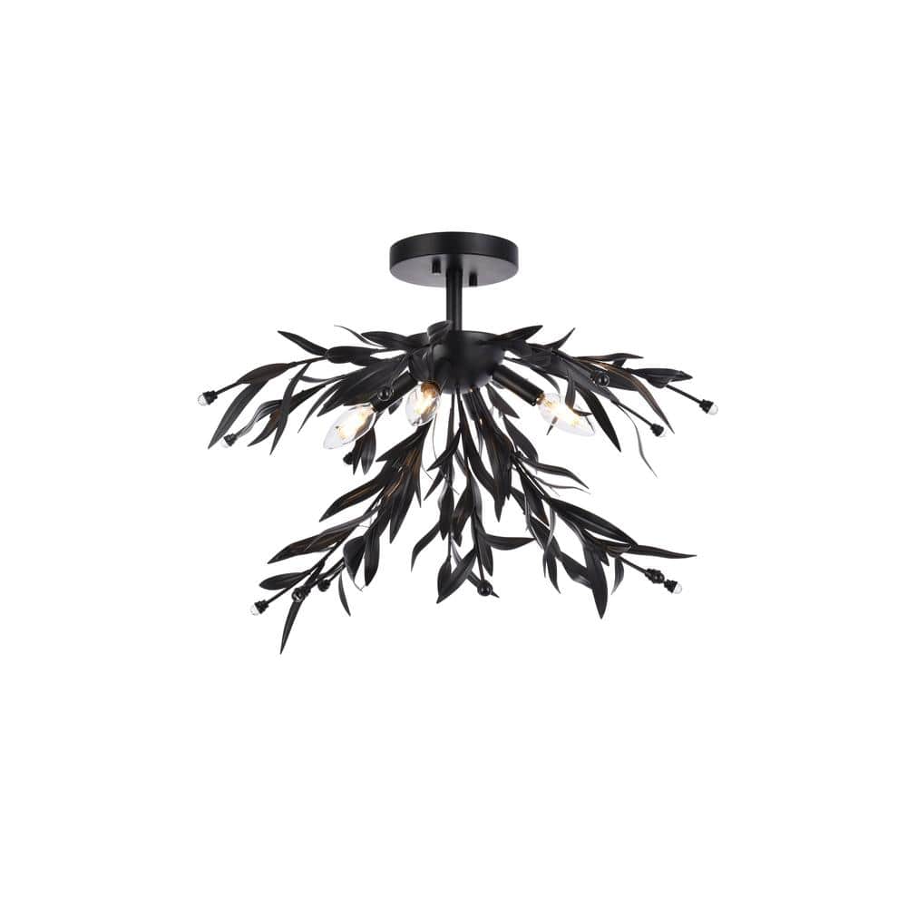 Timless Home 23 in. 4-Light Midcentury Modern Black Flush Mount with No Bulbs Included - Hercitys