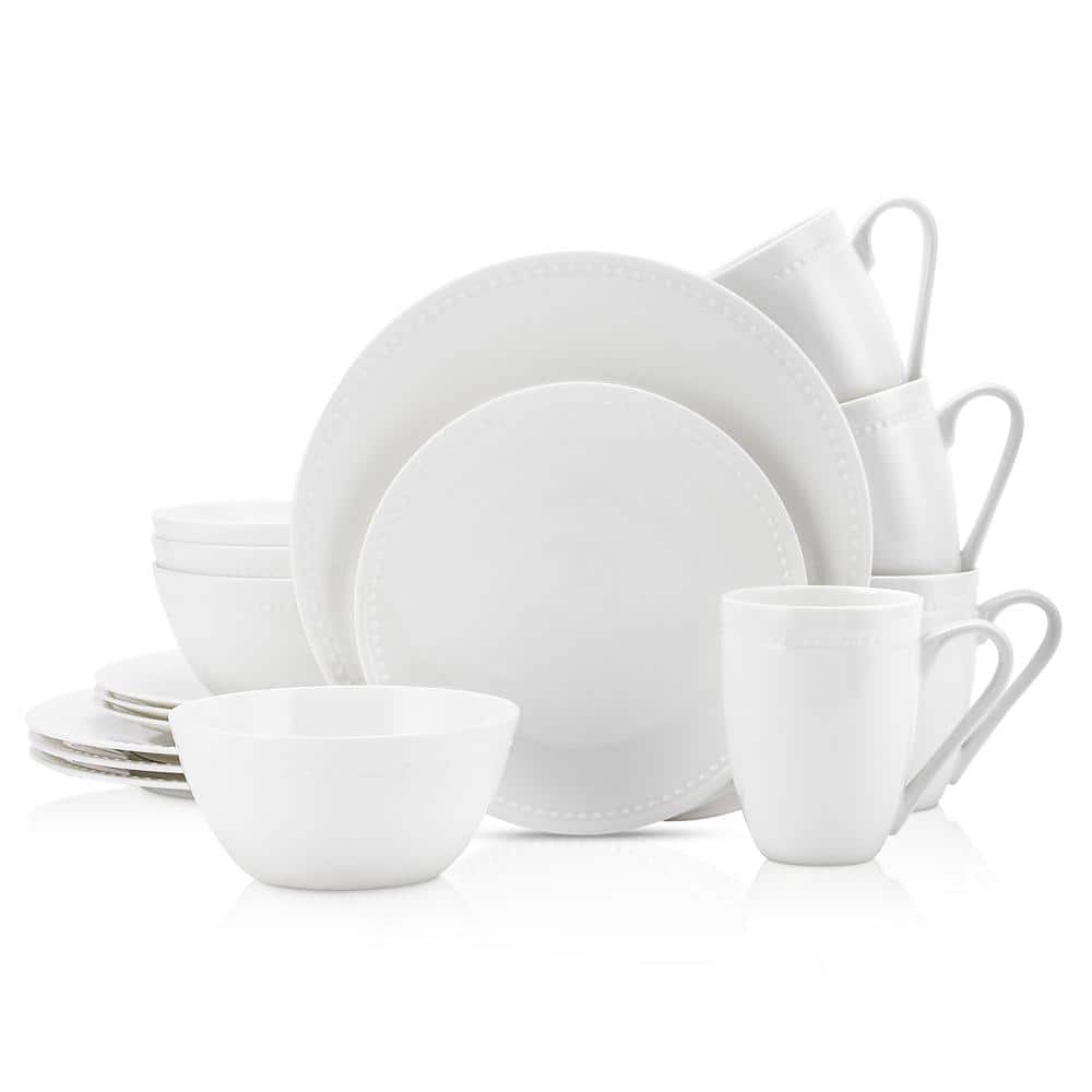 Stone Lain Ava 32-Piece Dinnerware Set Bone China, Service For 8, White - Hercitys