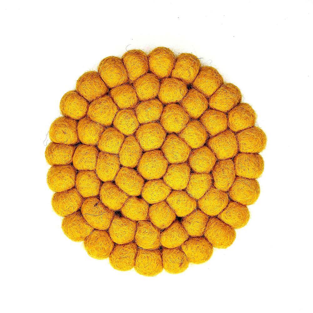 Teal Tonal Felt Ball Coasters (Orange, Set of 4) - Hercitys