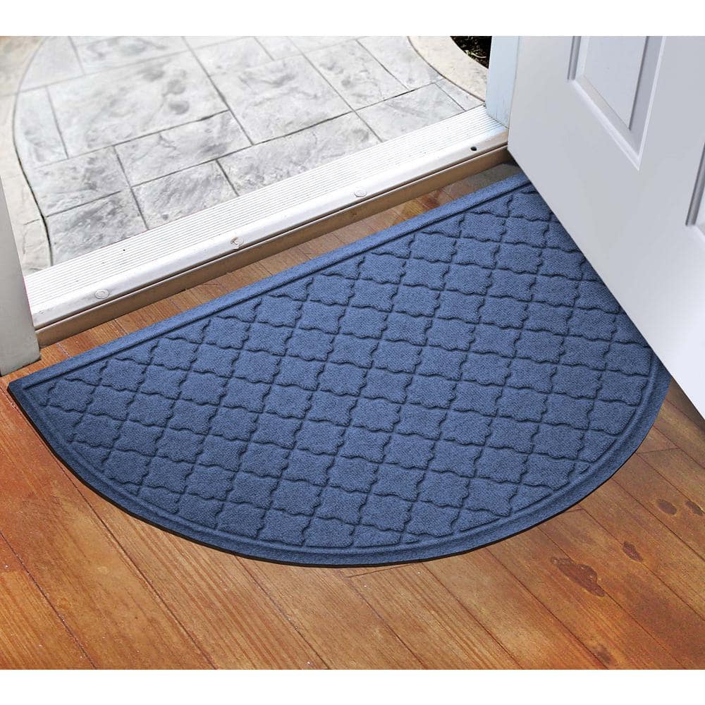Waterhog Cordova 24 in. x 39 in. Half Round PET Polyester Indoor Outdoor Door Mat Navy - Hercitys