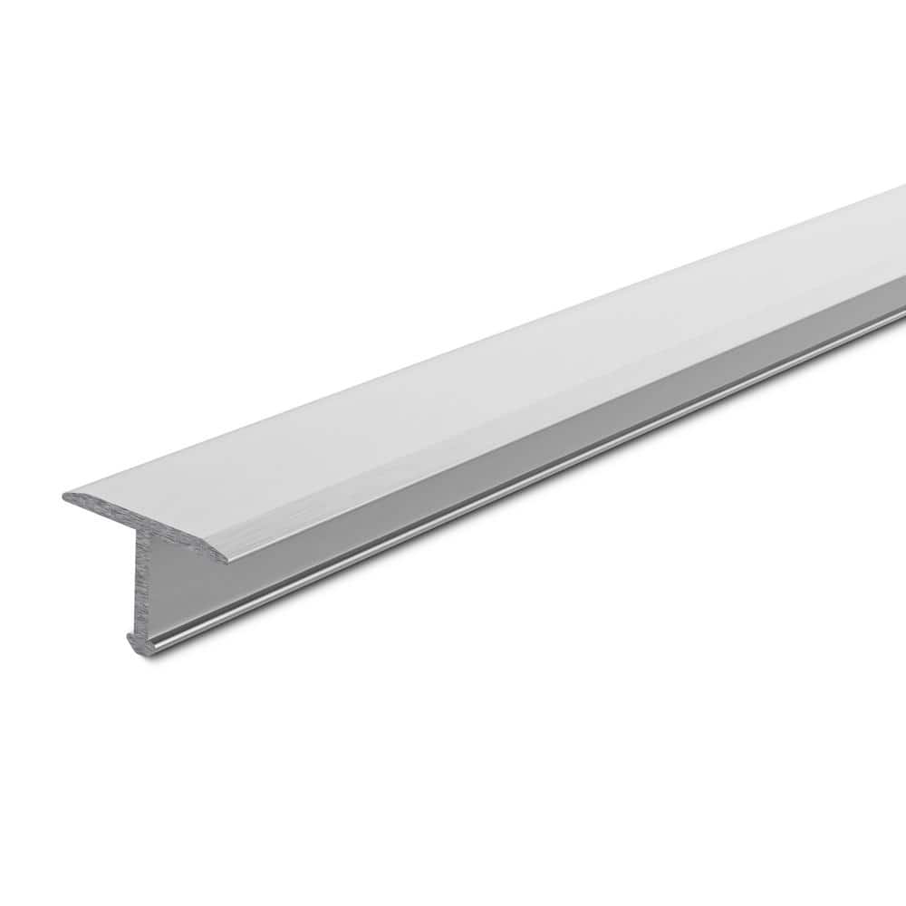 Satin Silver 1 in. x 98-1/2 in. Aluminum T-Shaped Tile Edging Trim - Hercitys