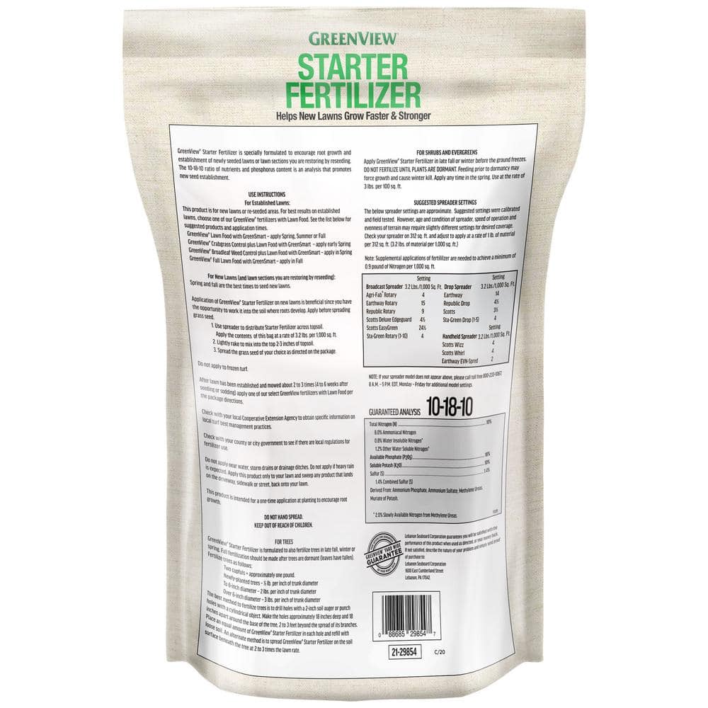 8 lbs. 2,500 sq. ft. Spring or Fall Lawn Starter Fertilizer 10-18-10 - Hercitys