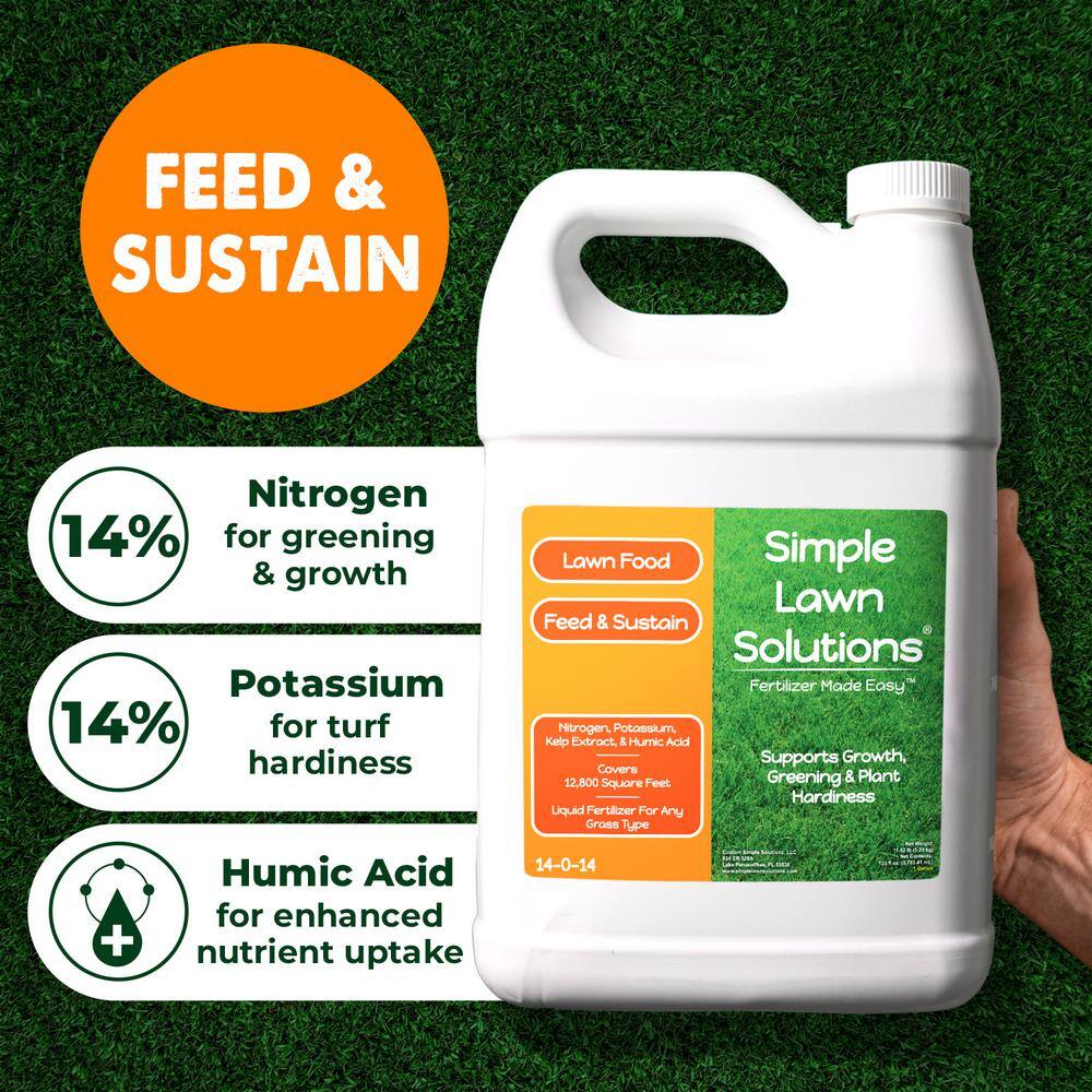 Lawn Food 128 oz. Liquid Lawn Fertilizer Feed and Sustain 14-0-14 12,800 sq. ft. - Hercitys