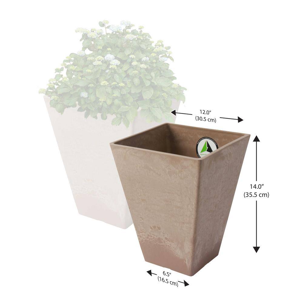 Valencia 11.5 x 14 in. H Taupe Plastic Square Planters (2-Pack) - Hercitys