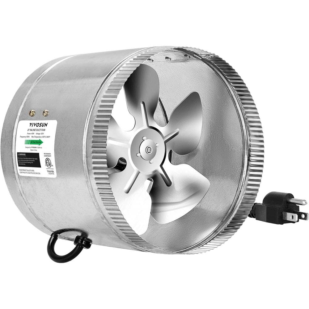 8 in. 420 CFM Inline Duct Fan with 5.5 ft. Grounded Power Cord - Hercitys