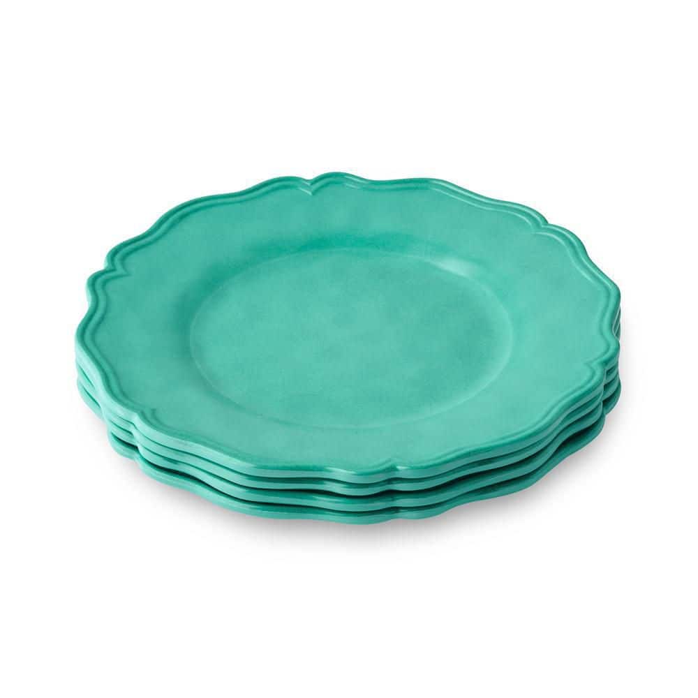 Isabella Teal Crackle Melamine Salad Plate (Set of 4) - Hercitys