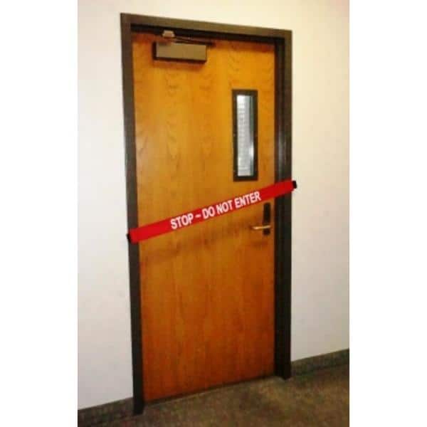 Nylon Safety Barrier with Magnetic Ends Stop Do Not Enter Imprint Fits up to a Standard 36 in. W Doorway - Hercitys