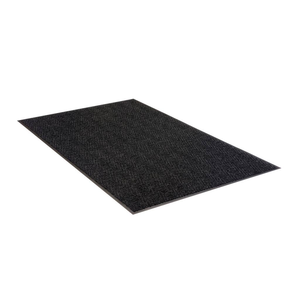Chevron Rib Charcoal 4 ft. x 6 ft. Non-Slip Indoor Commercial Door Mat - Hercitys