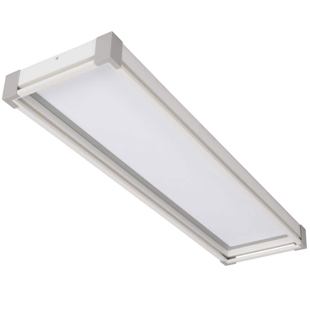 Sebastian 48 in. x 13 in. Modern White Satin Nickel CCT Selectable LED Flush Mount Ceiling Light 4000 Dimmable Lumens - Hercitys