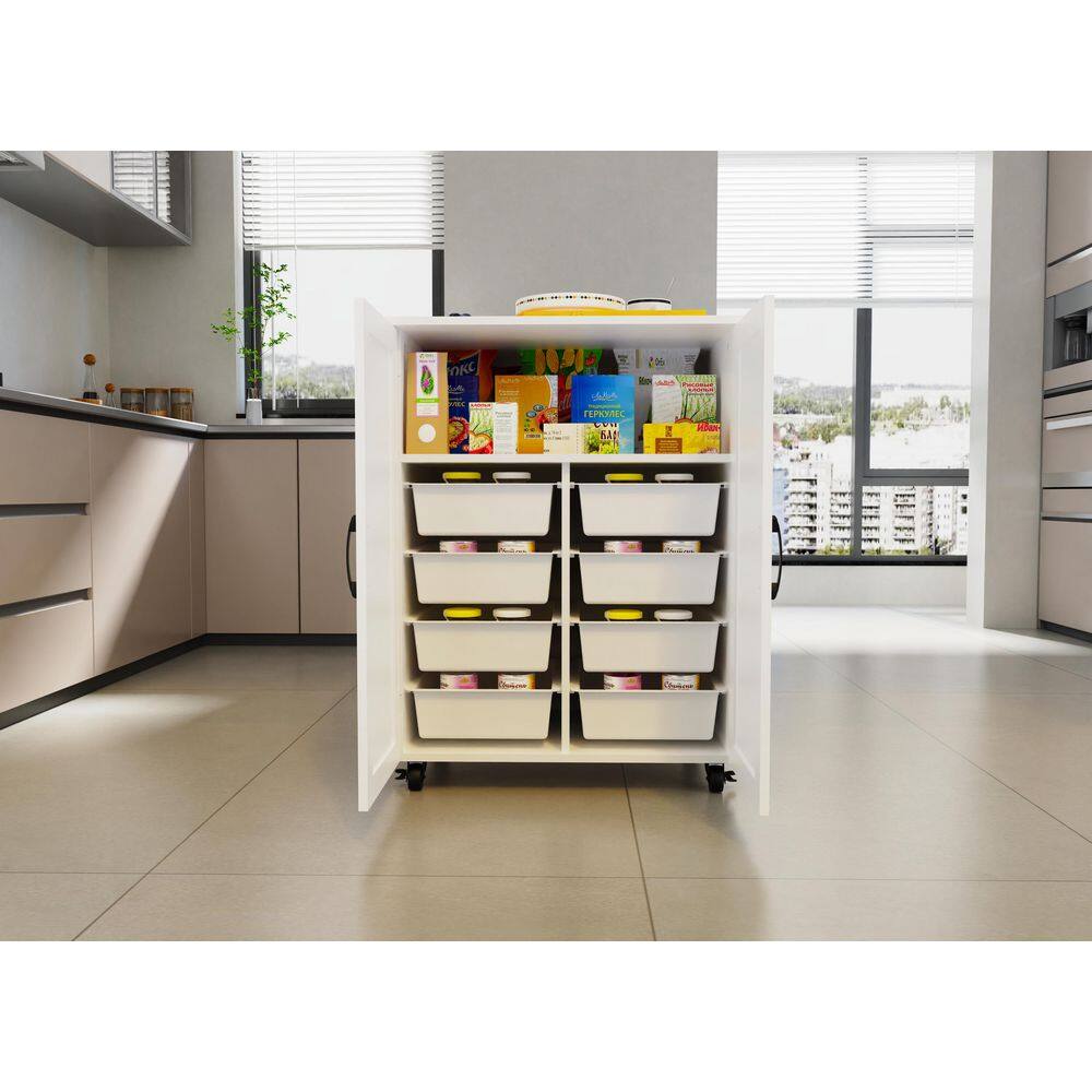 Rice door storage cabinet, exquisite craftsmanship to create, strong and durable, large capacity storage in White - Hercitys