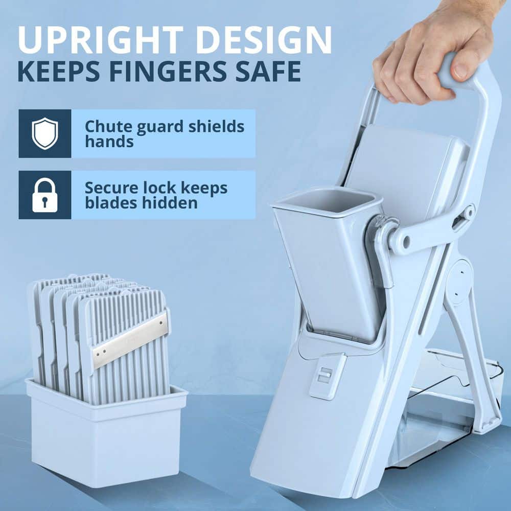 Nutri Slicer Mandoline 5-in-1 Multi-Functional Portable Countertop Kitchen Mandoline in Pastel Blue - Hercitys