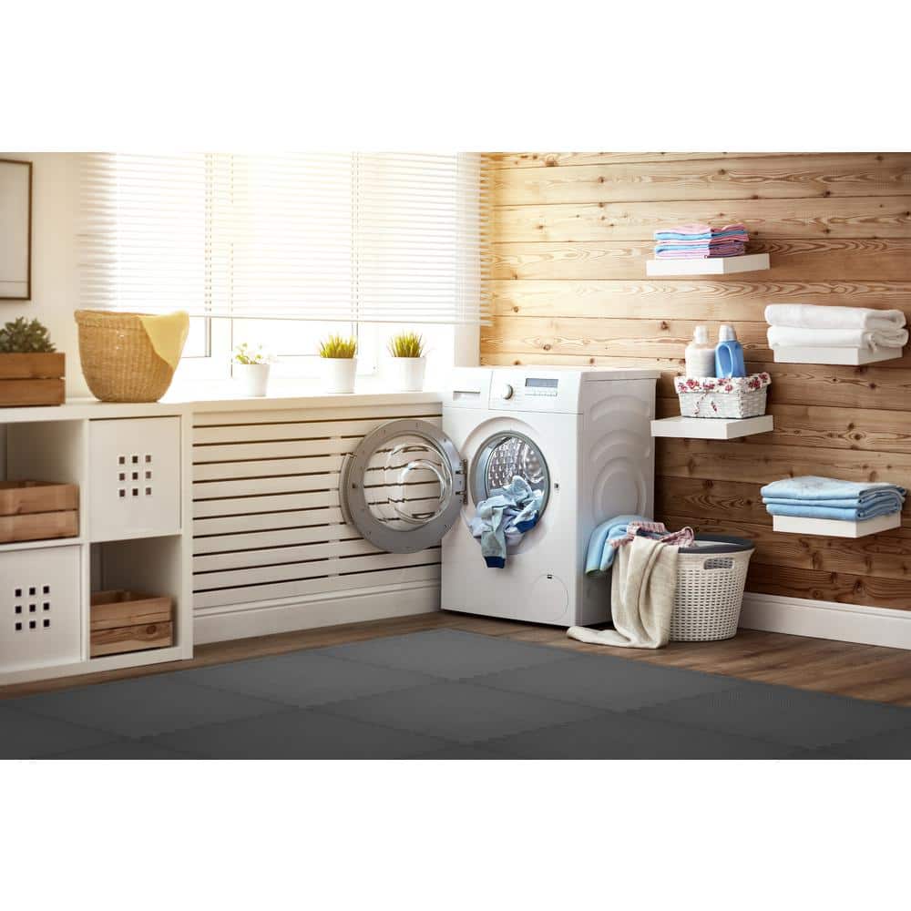 Black 24 in. x 24 in. x 0.47 in. Foam Interlocking Floor Mat (6-Pack) - Hercitys