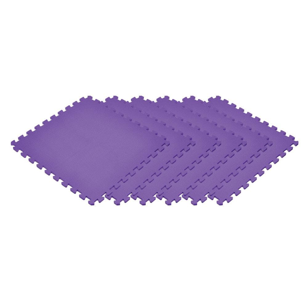 Purple 24 in. x 24 in. EVA Foam Non-Toxic Solid Color Interlocking Tiles (72 sq. ft. – 18 tiles) - Hercitys