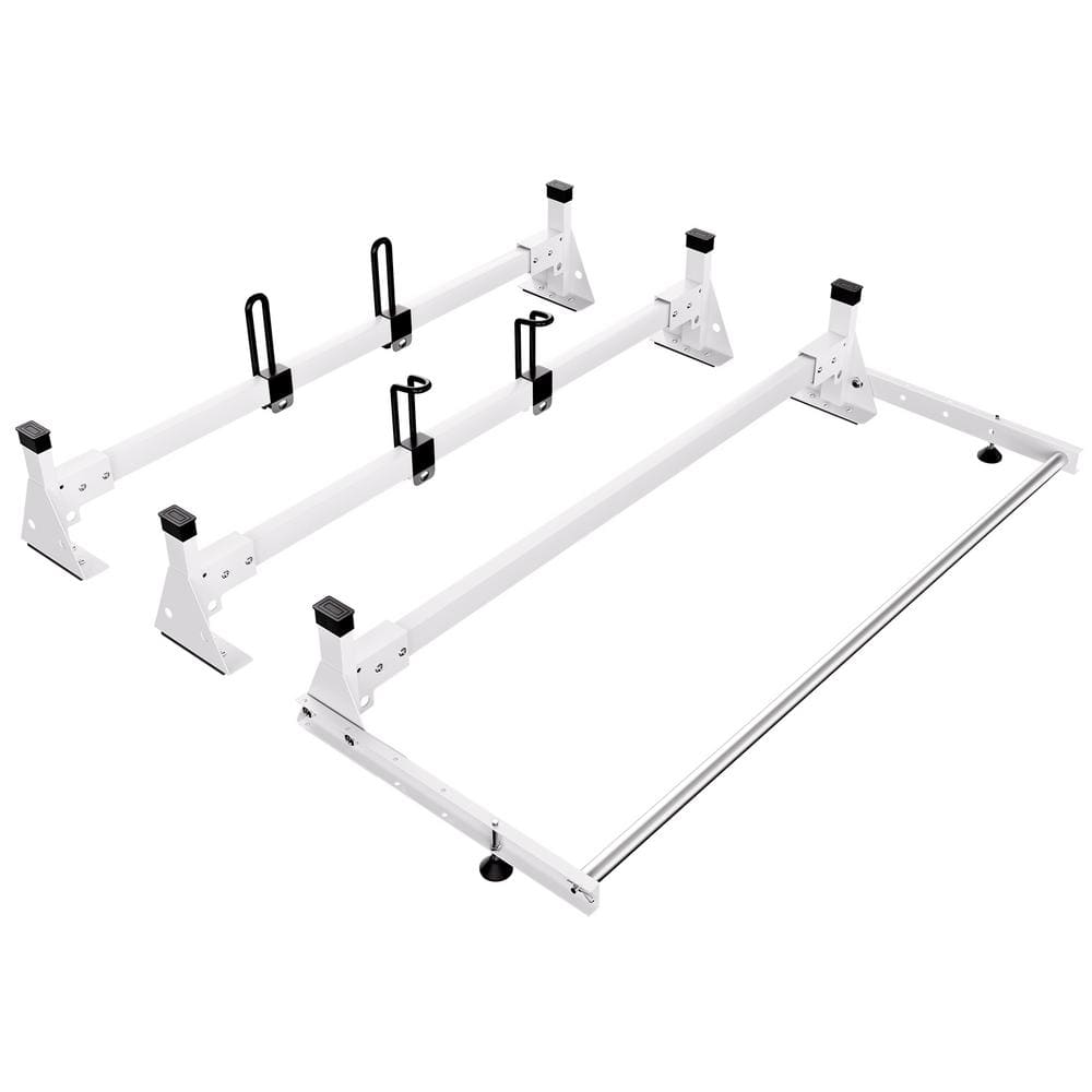 Trailer Ladder Rack, 54 in. 3 Crossbars Ladder Roof Rack, Heavy-Duty Steel Van Roof Rack, 800 lbs. Capacity - Hercitys