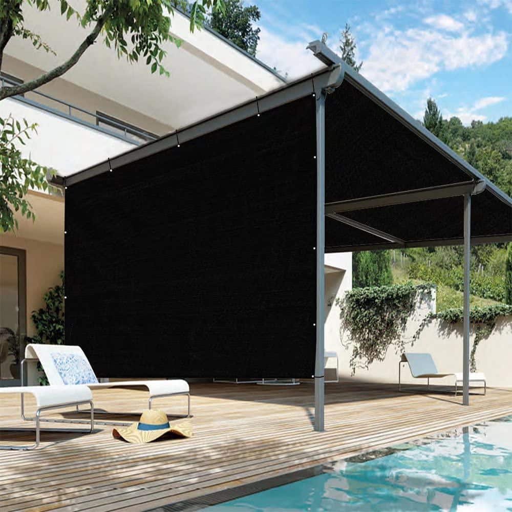 Outdoor Pergola Shade Cover Canopy for Patio Privacy Shade Screen Panel with Grommets on 2 Sides，8’x10′, Black - Hercitys