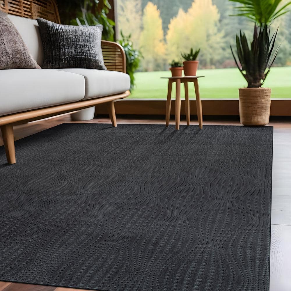 Serenity Dark Gray Solid 5 ft. x 7 ft. Modern Non Skid Soft Indoor Area Rug - Hercitys