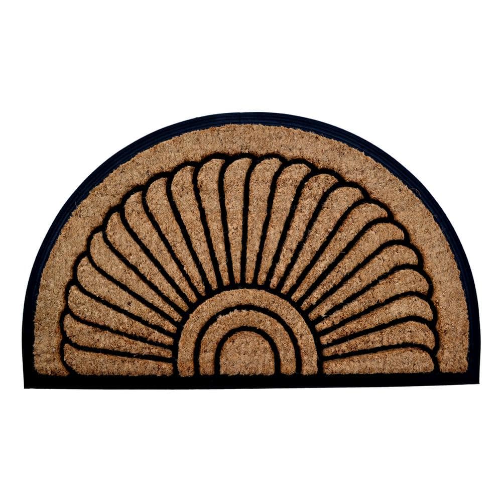 Sunrise 30 in. x 18 in. Natural Brushed Rubber Backed Coir Door Mat - Hercitys