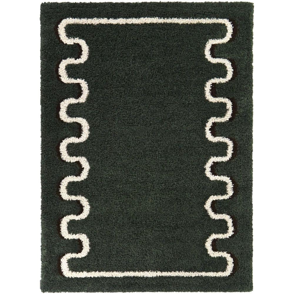 Binford Green 5 ft. 3 in. x 7 ft. Border Area Rug - Hercitys