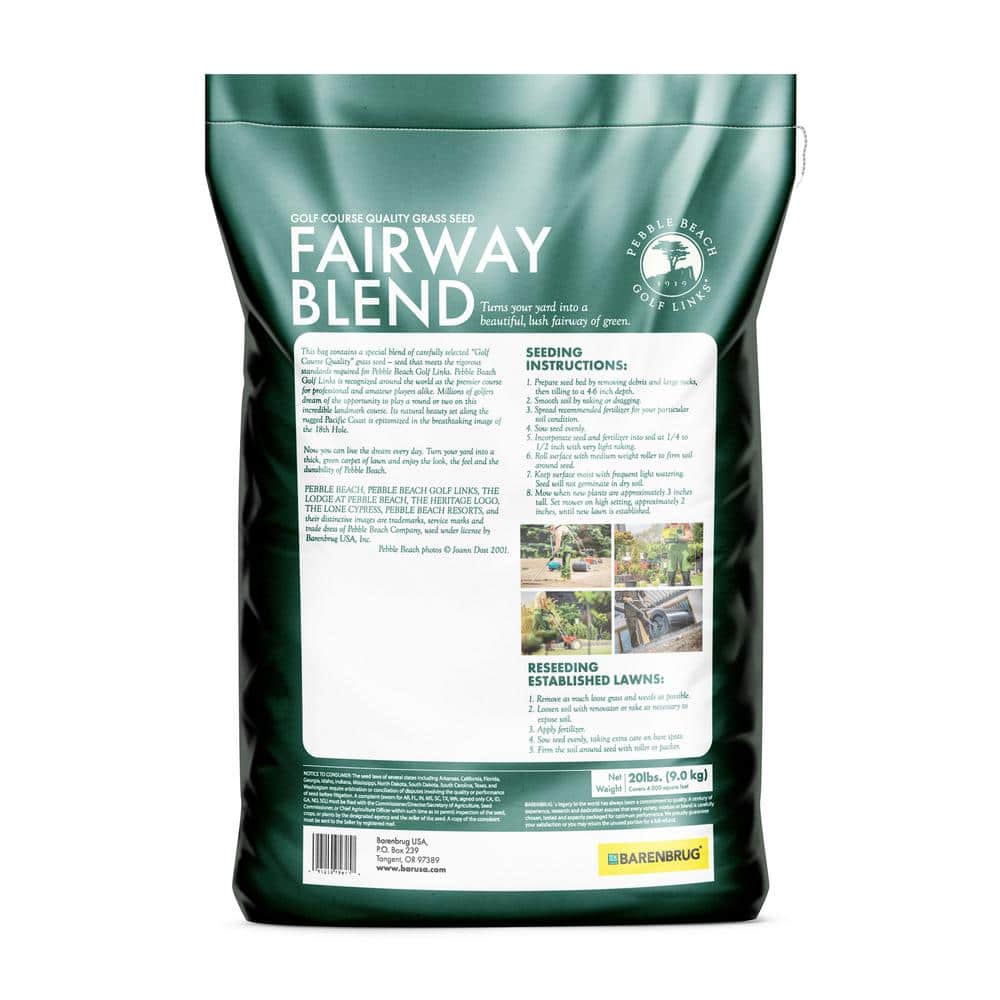 Pebble Beach Perennial Ryegrass Fairway Blend 20 lb. 4,000 sq. ft. Grass Seed - Hercitys