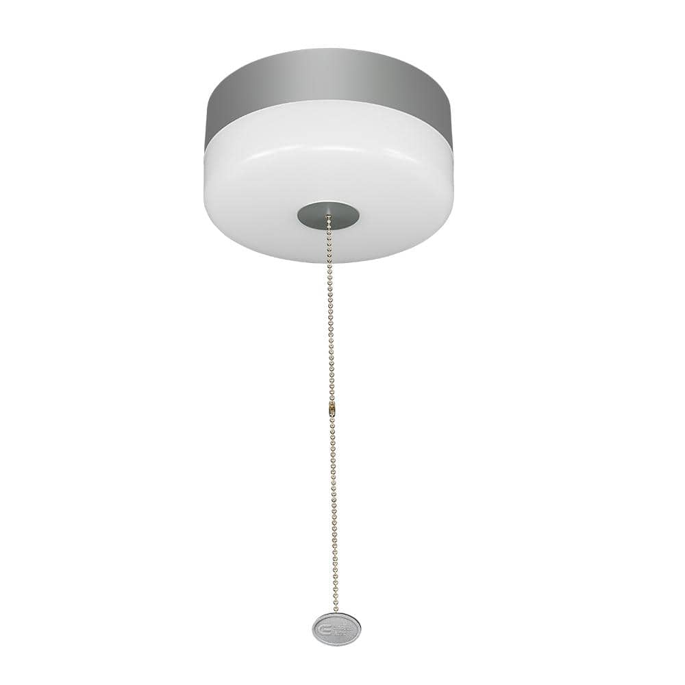 Spin Light 7 in. Pull Chain Satin Nickel Accent LED Flush Mount Ceiling Light 11.5W Soft White 3000K Install E26 Base - Hercitys