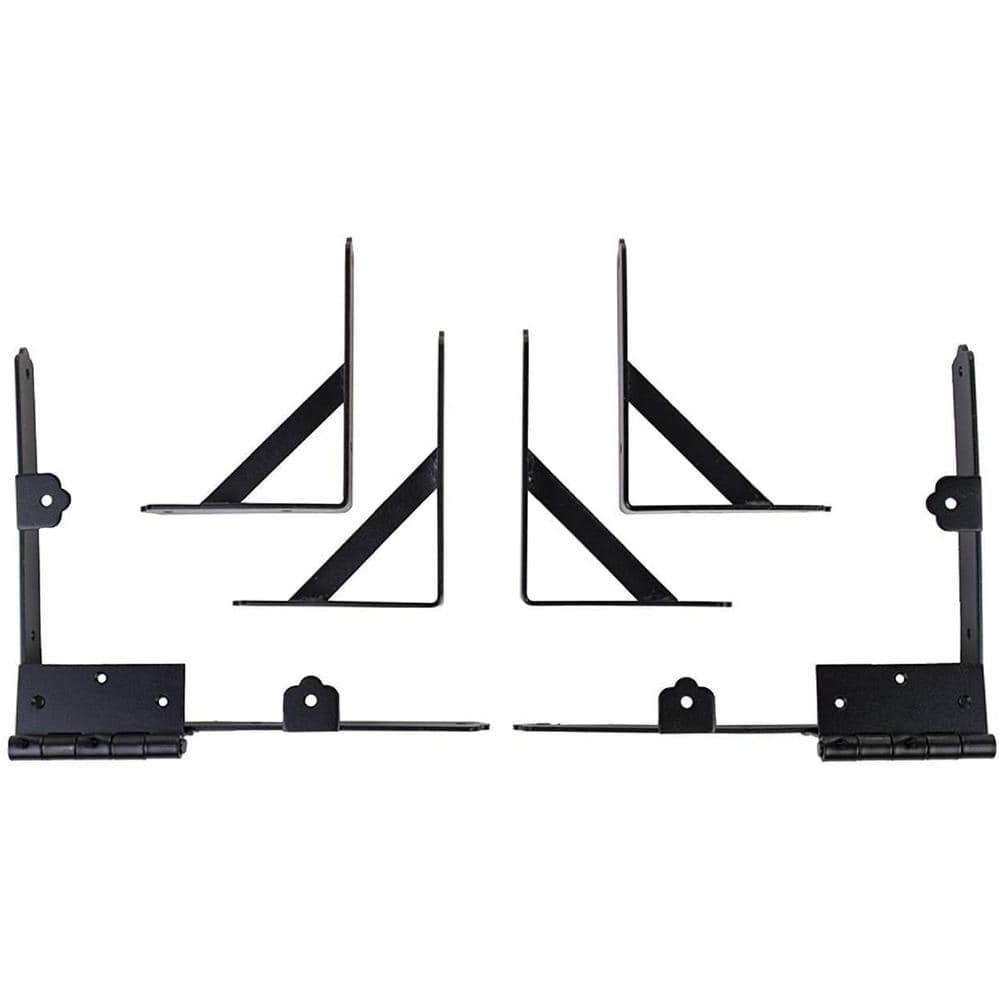 Black Galvenized Steel Gate Corner Frame Brace and Hinge Kit (8-Piece) - Hercitys