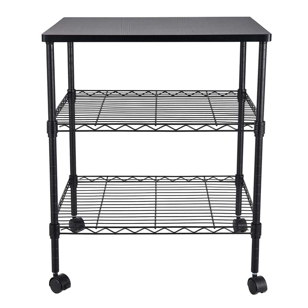 Modern Iron Multi-Functional 4-Wheeled Storage Cart in Black - Hercitys