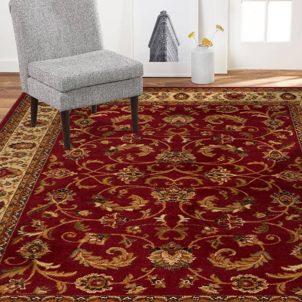 Royalty Red/Ivory 5 ft. x 7 ft. Indoor Area Rug - Hercitys