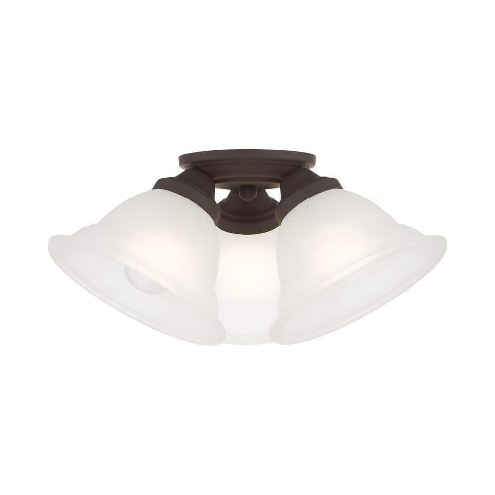 Lawson 16 in. 3-Light Bronze Semi Flush Mount with Gray Marble Glass - Hercitys