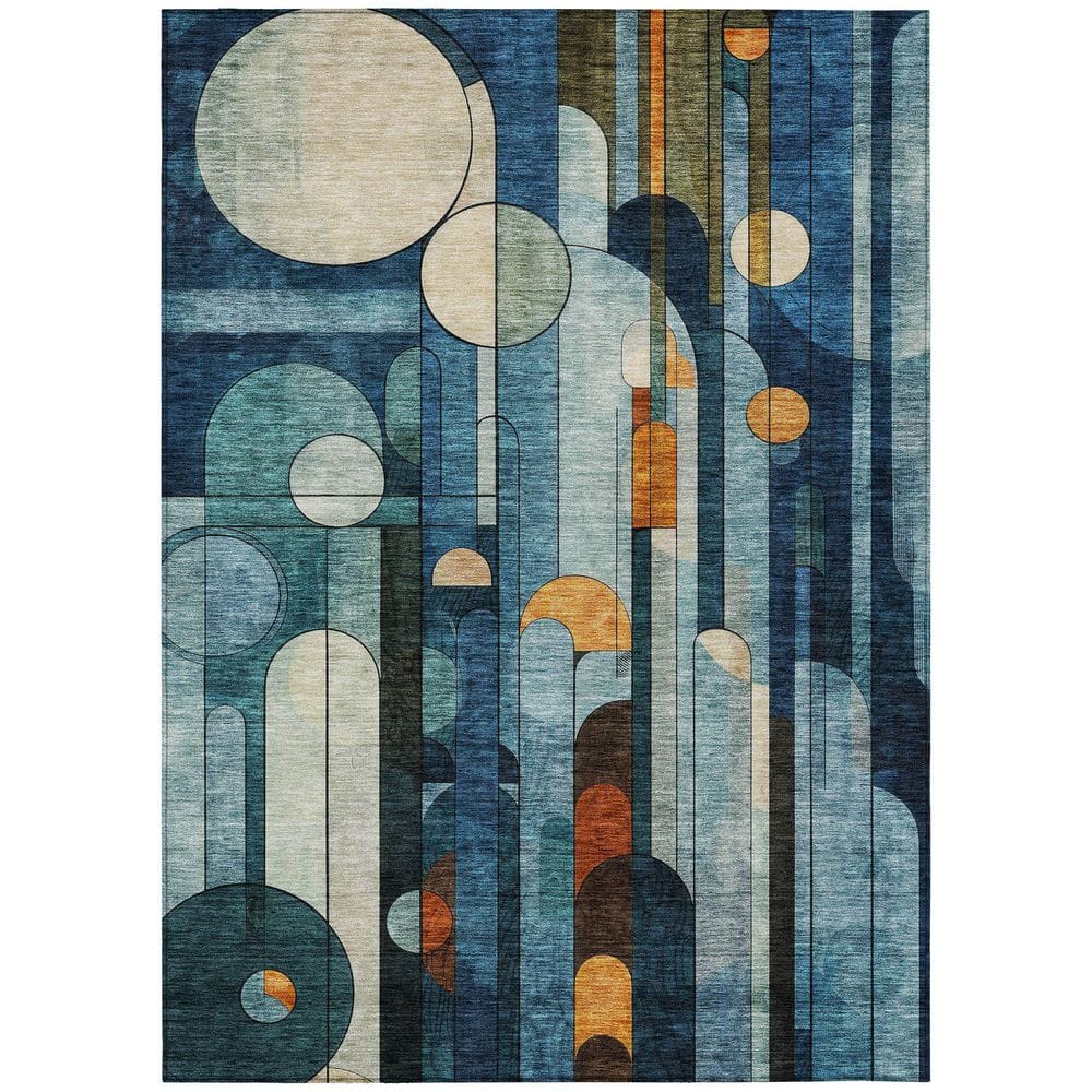 Chantille Machine Washable Indoor/Outdoor Abstract ACN1125 Blue 5 ft. x 7 ft. 6 in. Area Rug - Hercitys