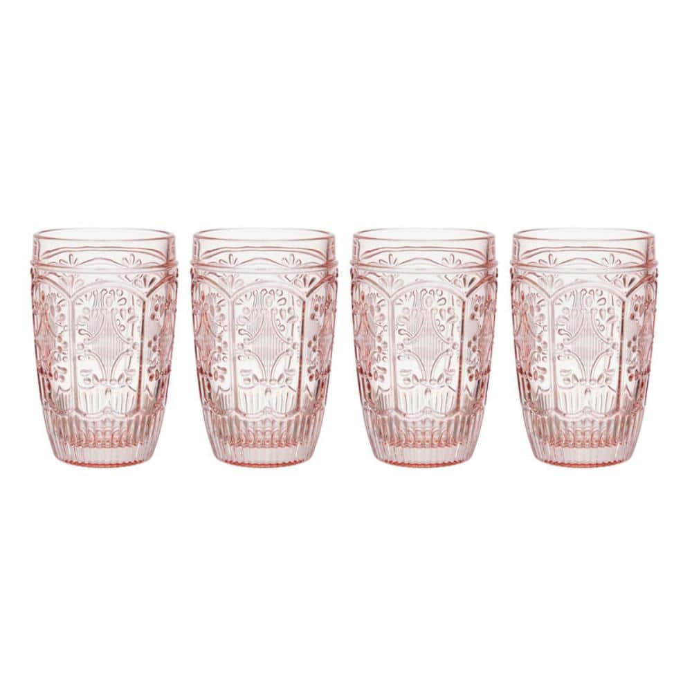 Trestle 12 oz Blush Highball Glass Set (Set of 4) - Hercitys