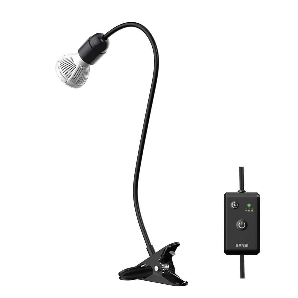 Full Spectrum Gooseneck Clip 10-Watt, 1000-Lumen Black Plant LED Grow Light, 4000K - Hercitys