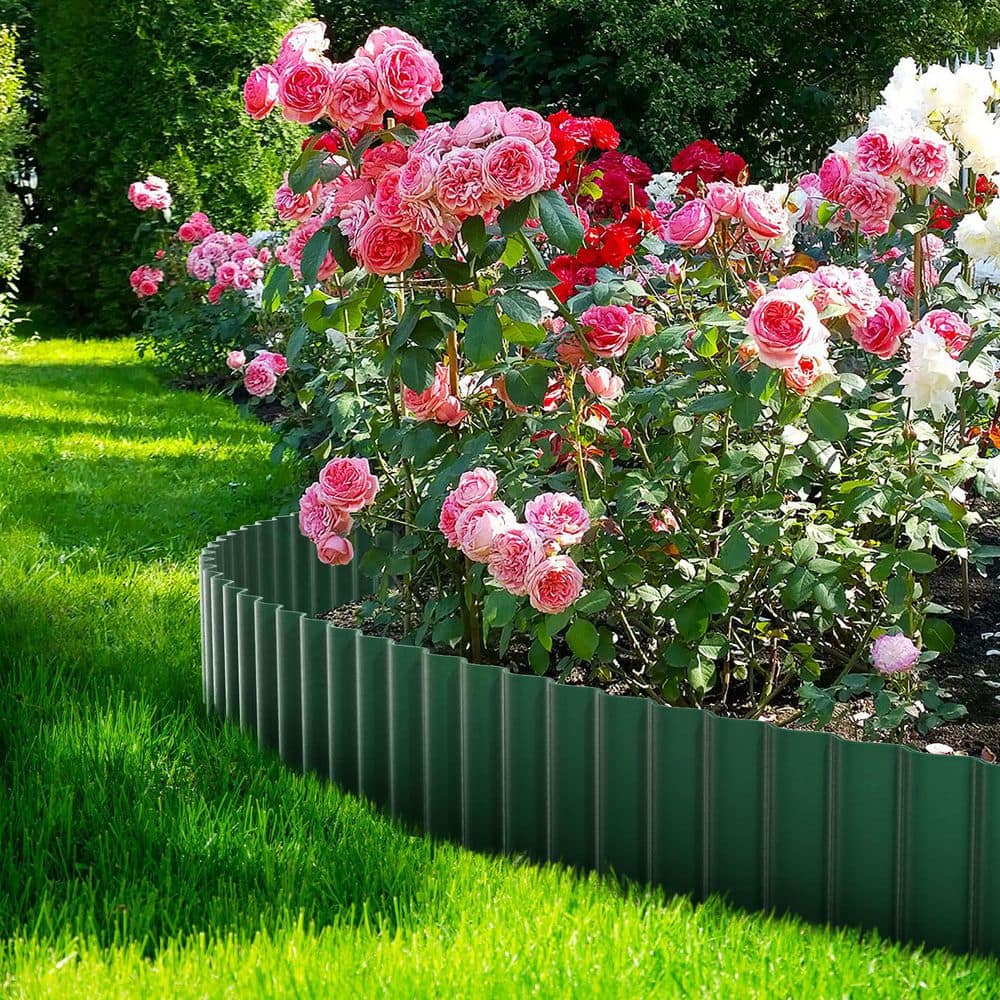 6″ x 40′ Green Corrugated Metal Garden Edging Landscape Edging Border for Lawn Flower Bed Garden Fence Paver Edging - Hercitys