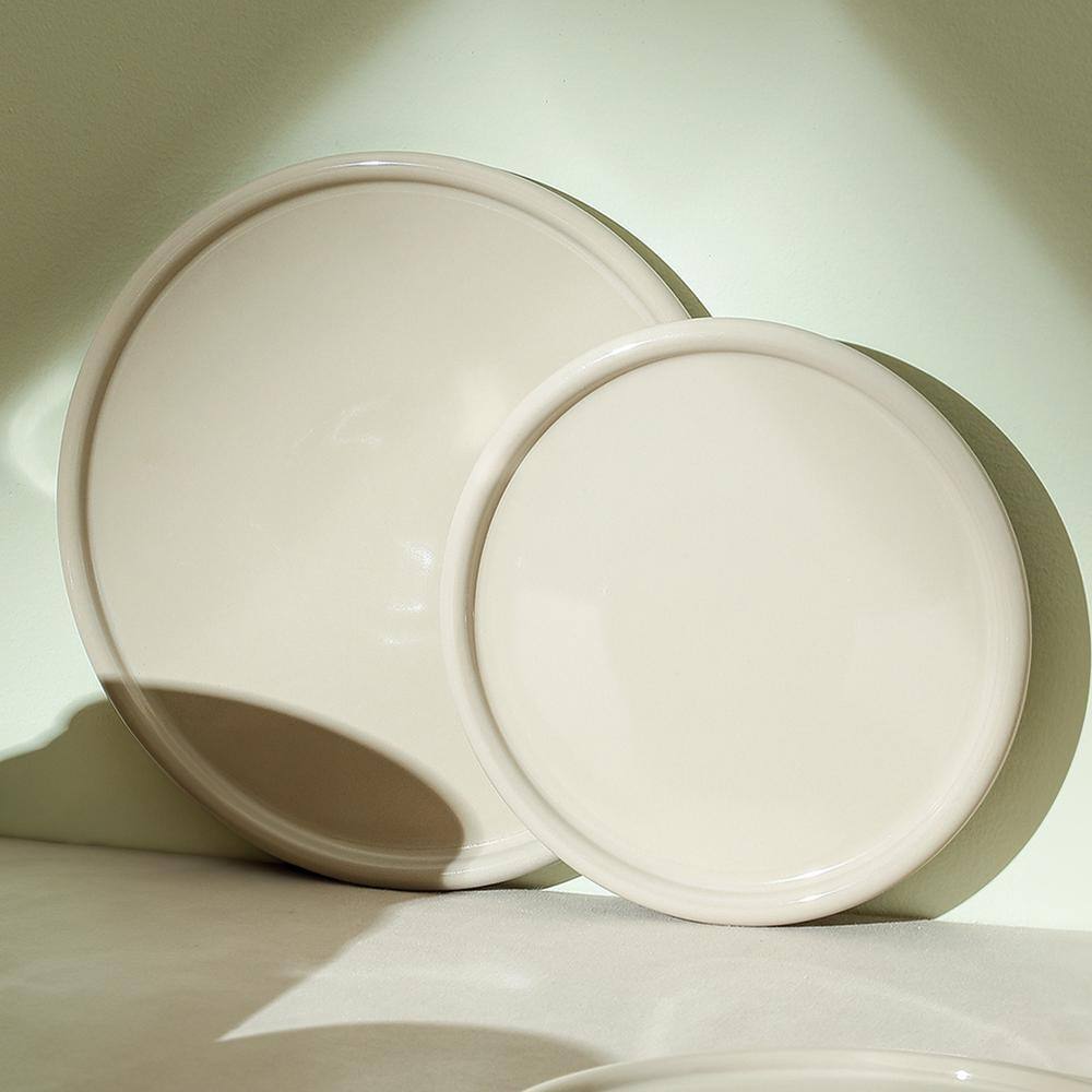 Eden 4-Piece Beige Stoneware Dinner Plate Set (Service for 4) - Hercitys