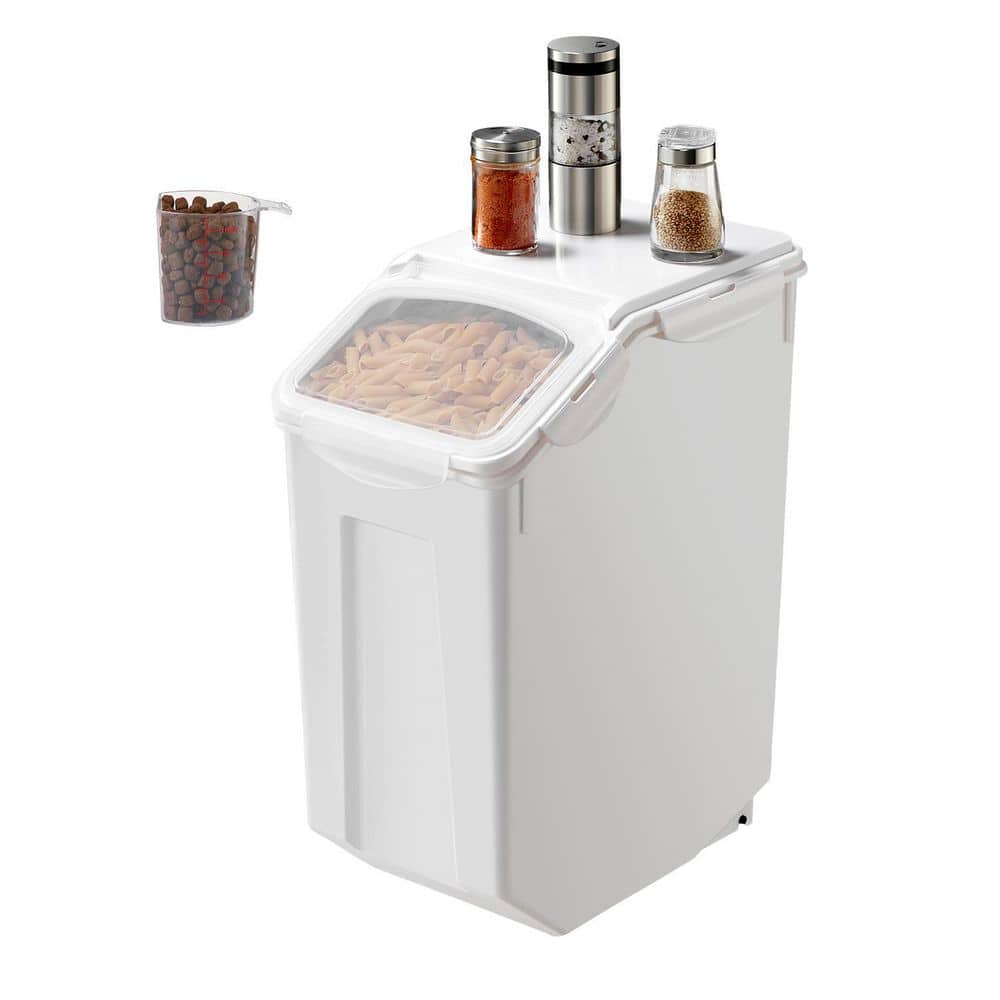 Rice Storage Container, 4. 5 gal. /20L Capacity Large Dog Food Dispenser Bin, Kitchen Ingredient Grain Cereal Flour Bin - Hercitys